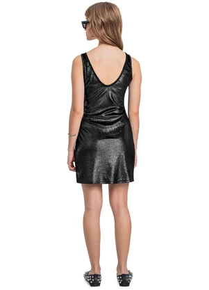 Gloss - Vestido Juvenil Veludo com Brilho Preto - GLOSS