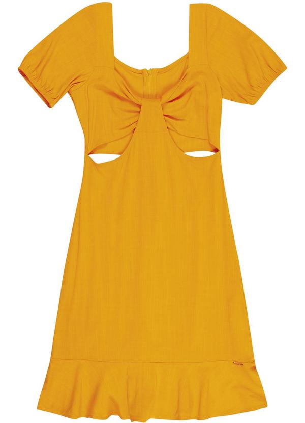 Cativa Teen - Vestido Manga Curta em Tecido Laranja
