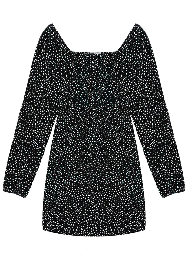 Minty - Vestido Manga Longa Juvenil em Molecotton Preto