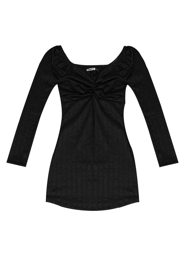 Minty - Vestido Manga Longa Juvenil Preto