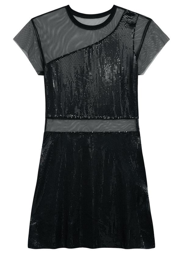 Amora - Vestido Paetê Teen Menina Preto 3