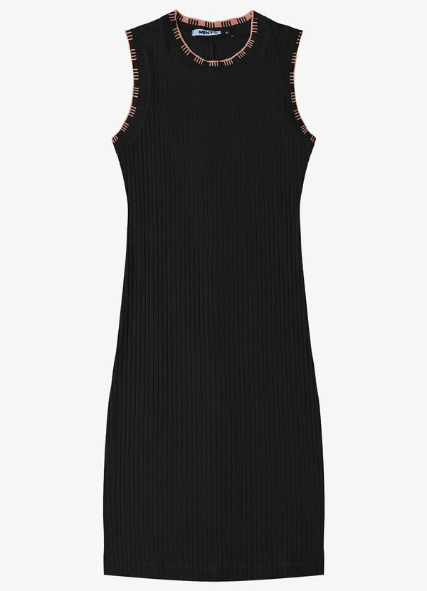 Minty - Vestido Ribana Canelada Preto