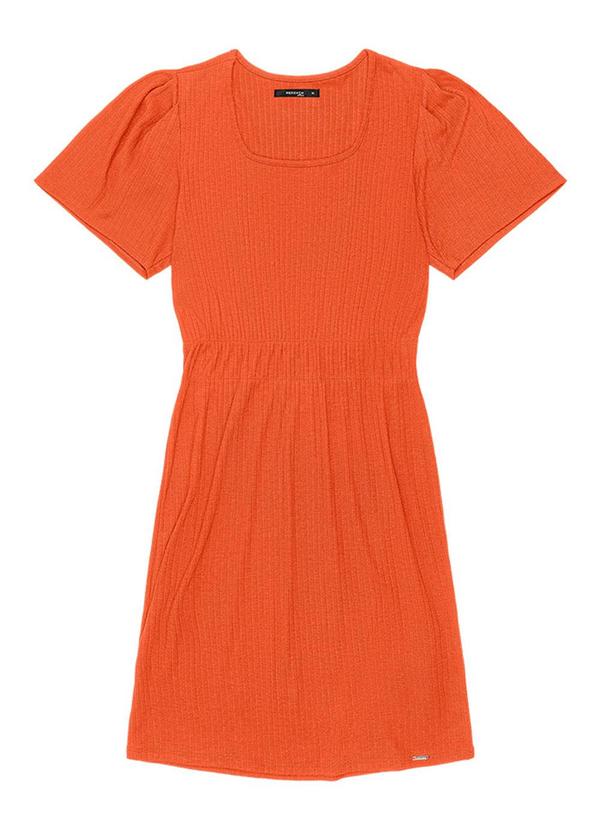 Rezzato - Vestido Ribana Manga Curta Teen Feminino Laranja 1