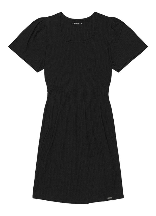 Rezzato - Vestido Ribana Manga Curta Teen Feminino Preto