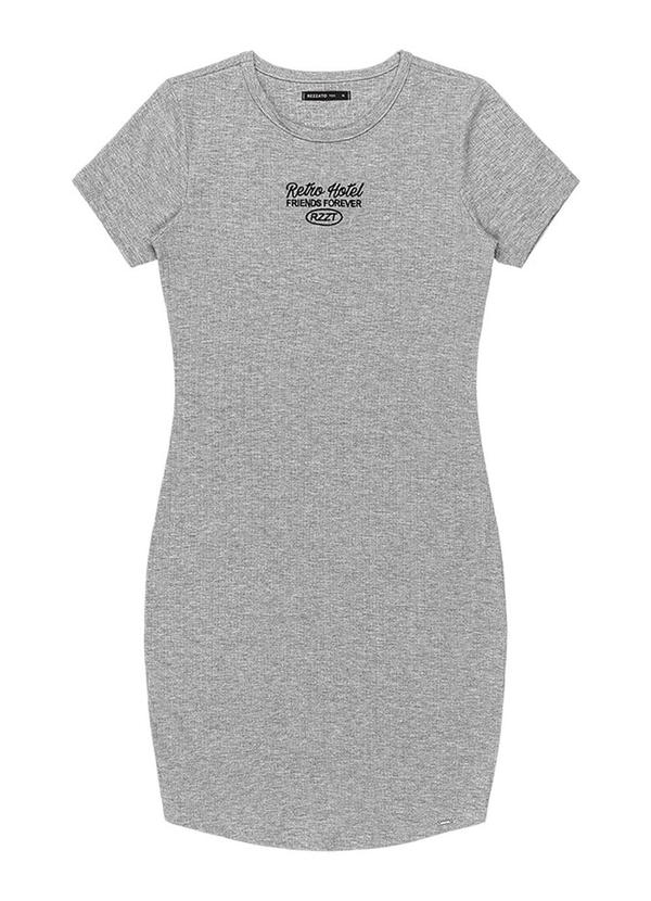 Rezzato - Vestido Ribana Retrô Teen Feminino Cinza