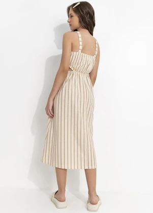 Fakini - Vestido Listrado Florence Bege - FAKINI