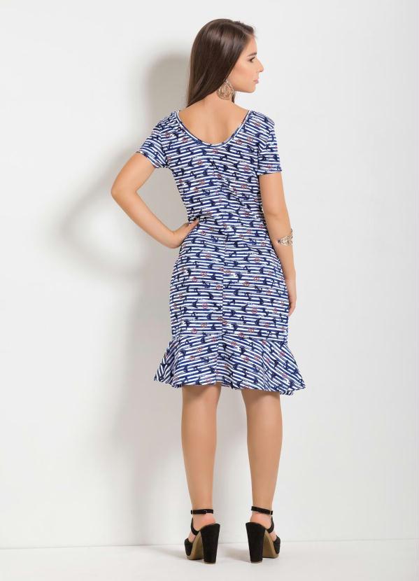 Moda Pop - Vestido Branco e Azul com Estampa Navy 4