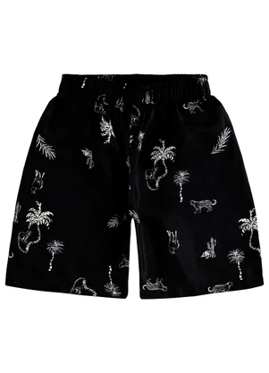 Malwee Kids - Bermuda Animal em Microfibra Preto - MALWEE KIDS