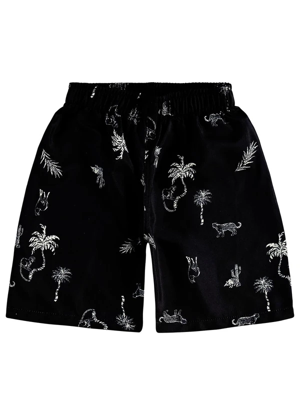 Malwee Kids - Bermuda Animal em Microfibra Preto