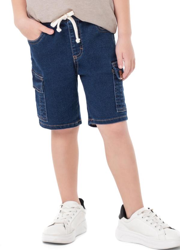 Carinhoso - Bermuda Azul Cargo Jeans Menino
