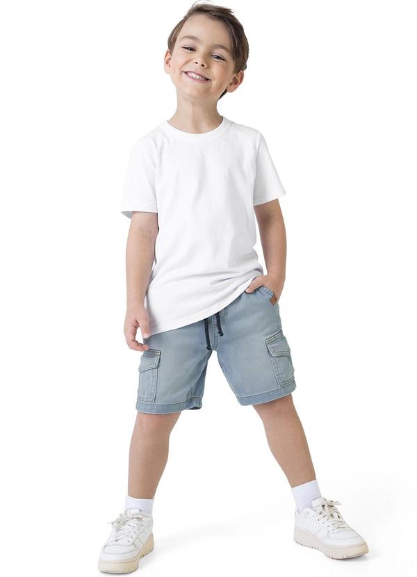 Malwee Kids - Bermuda Azul Claro Tradicional Jeans Moletom