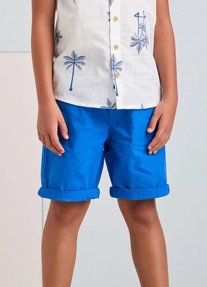 Youccie - Bermuda Azul de Sarja com Cadarço Azul - YOUCCIE