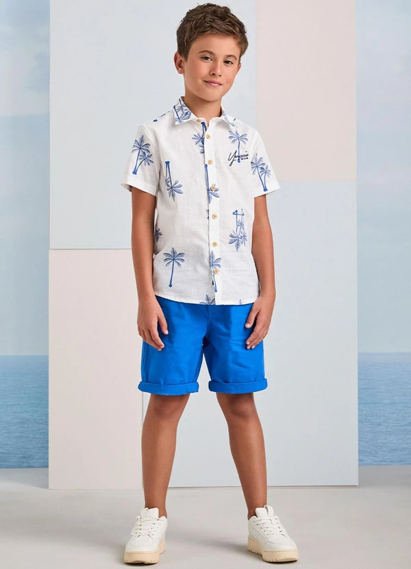 Youccie - Bermuda Azul de Sarja com Cadarço Azul 3