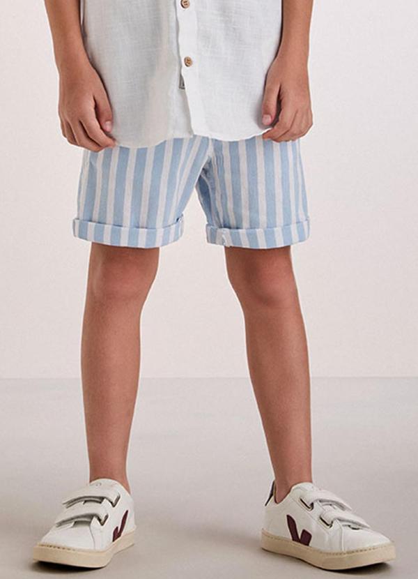 Youccie - Bermuda Azul de Sarja Listrada Azul