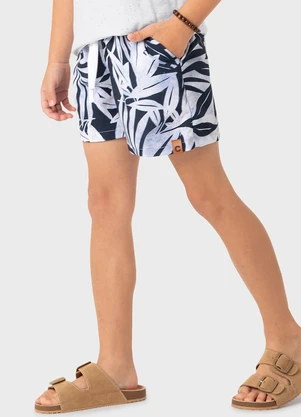 Carinhoso - Bermuda Azul Escuro Boardshort Folhagens Menino - CARINHOSO