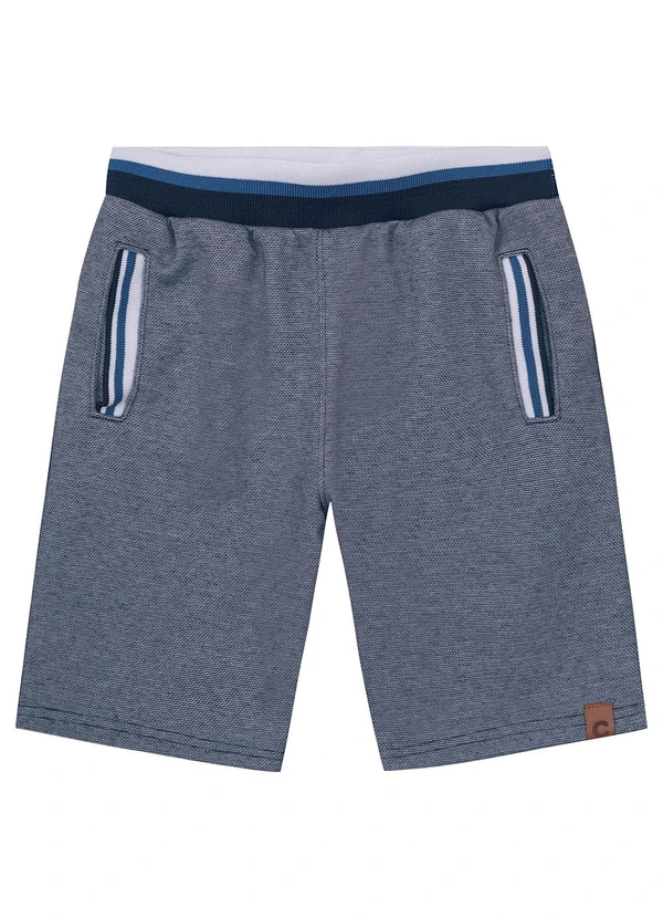 Carinhoso - Bermuda Azul Marinho em Moletom Piquet Menino 3