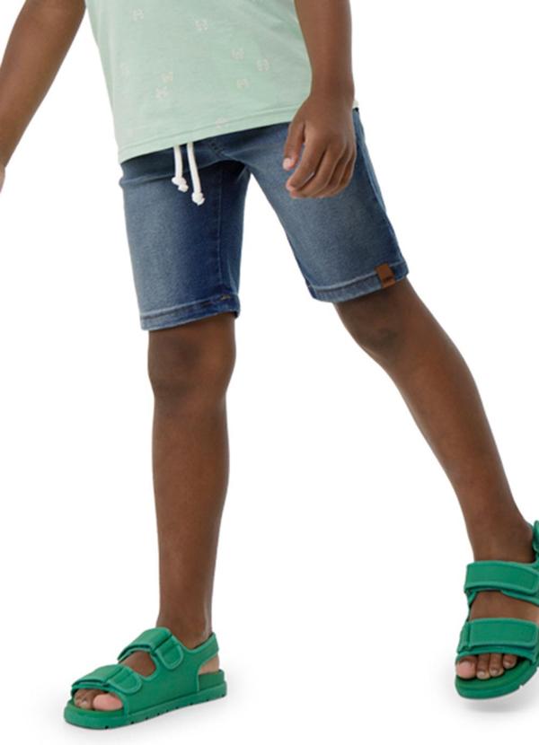 Carinhoso - Bermuda Azul Slim Jeans Estonada Menino