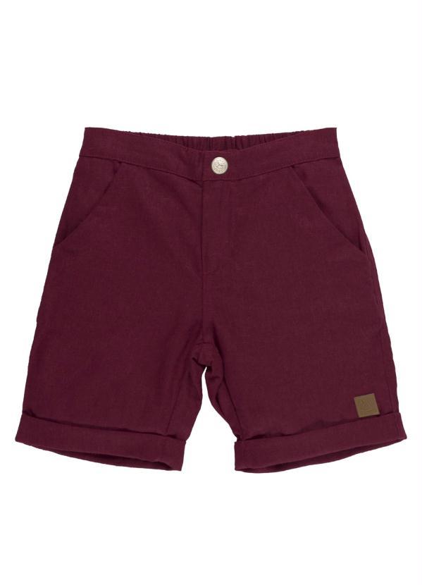 Up Baby - Bermuda Básica em Linho Menino Vermelho
