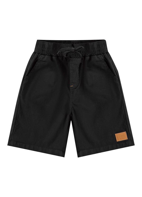 Quimby - Bermuda Básica em Sarja Infantil Preto