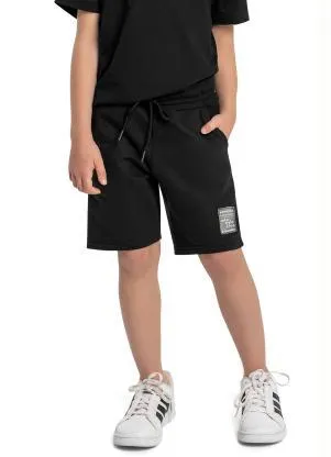 Quimby - Bermuda Básica Infantil Moletom Preto - QUIMBY