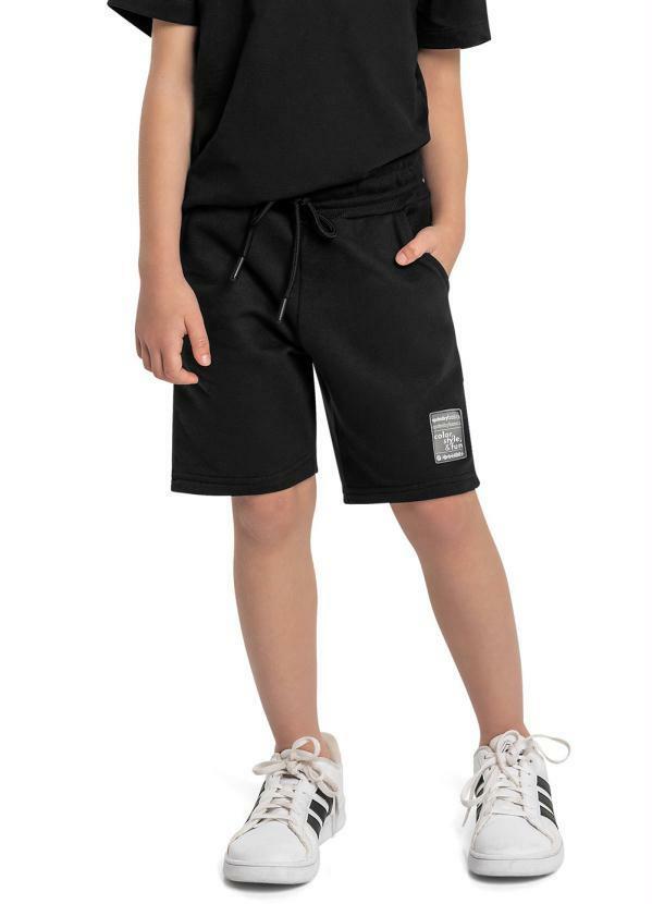 Quimby - Bermuda Básica Infantil Moletom Preto