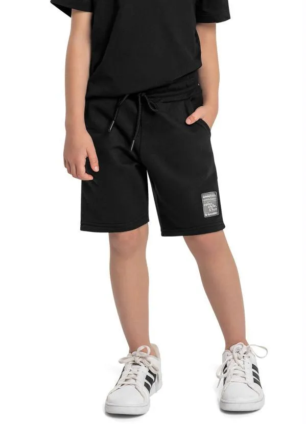 Quimby - Bermuda Básica Infantil Moletom Preto