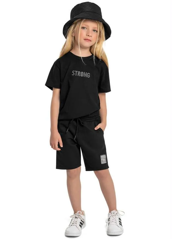 Quimby - Bermuda Básica Infantil Moletom Preto 2