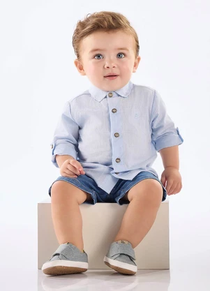 Bermuda Bebê Jeans Elastano Up Baby Azul - UP BABY