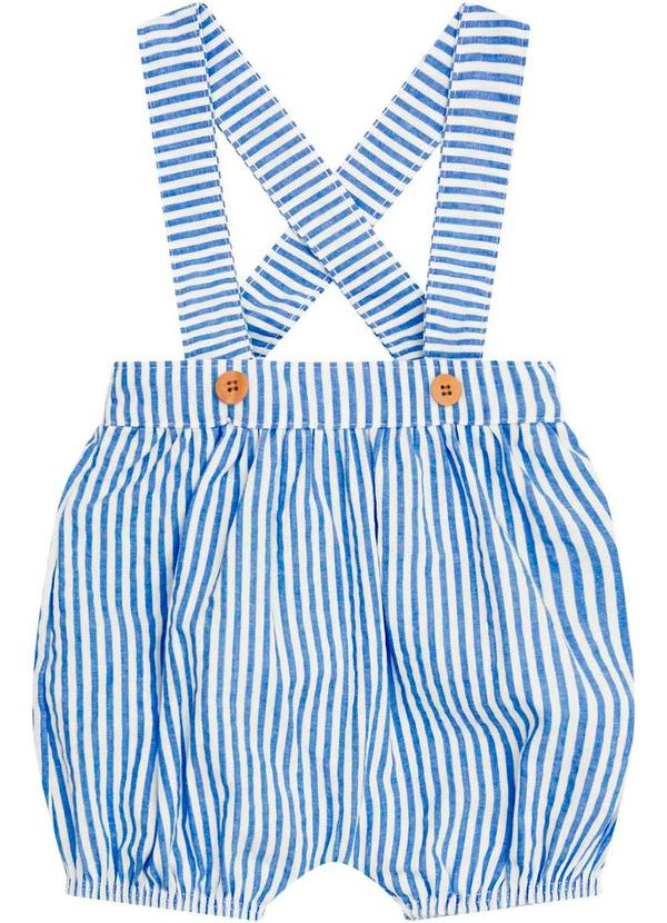 Milon - Bermuda Bebê Menino Listras Azul