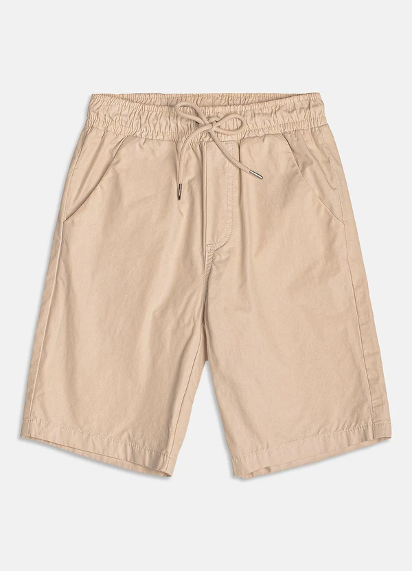 Youccie - Bermuda Bege de Sarja com Cadarço Cru 5