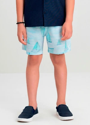 Bermuda Boxer Infantil em Microfibra Quimby Azul - QUIMBY