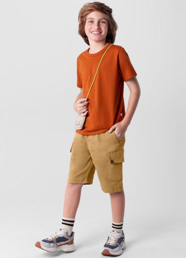 Brandili - Bermuda Cargo em Sarja Infantil Menino  Marrom 2