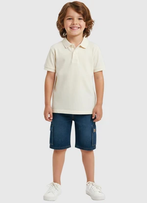 Carinhoso - Bermuda Cargo Jeans Azul Escuro - CARINHOSO