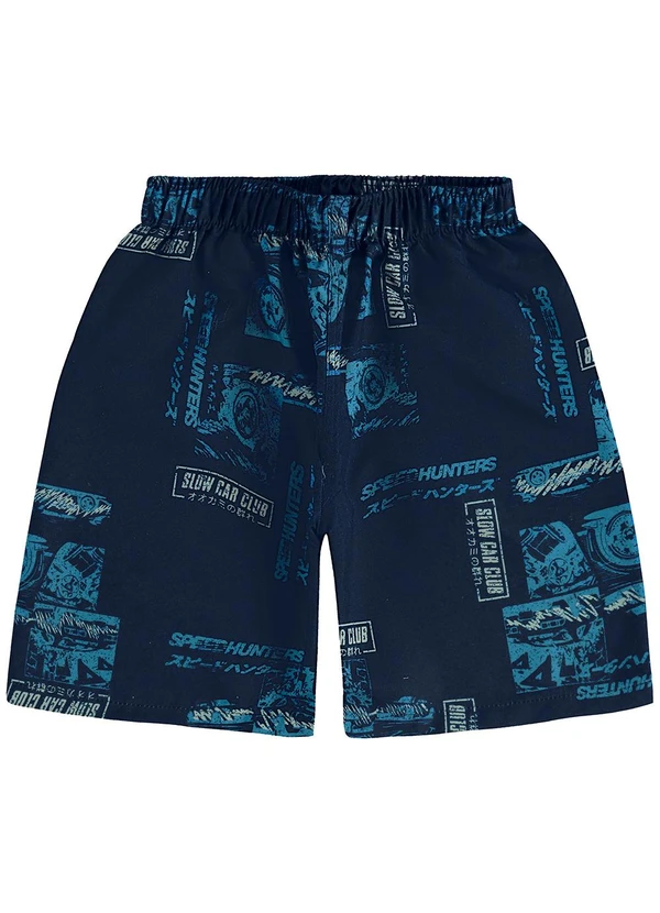 Malwee Kids - Bermuda Carros em Microfibra Azul Marinho