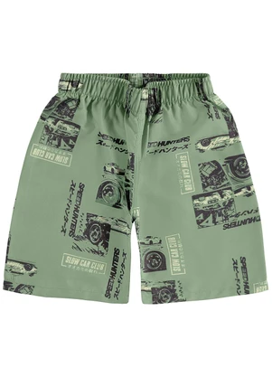 Malwee Kids - Bermuda Carros em Microfibra Verde - MALWEE KIDS
