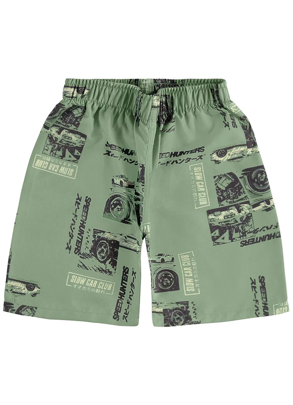 Malwee Kids - Bermuda Carros em Microfibra Verde