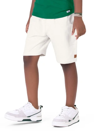 Outlet - Bermuda com Bolsos Frontais Menino Branco - OUTLET