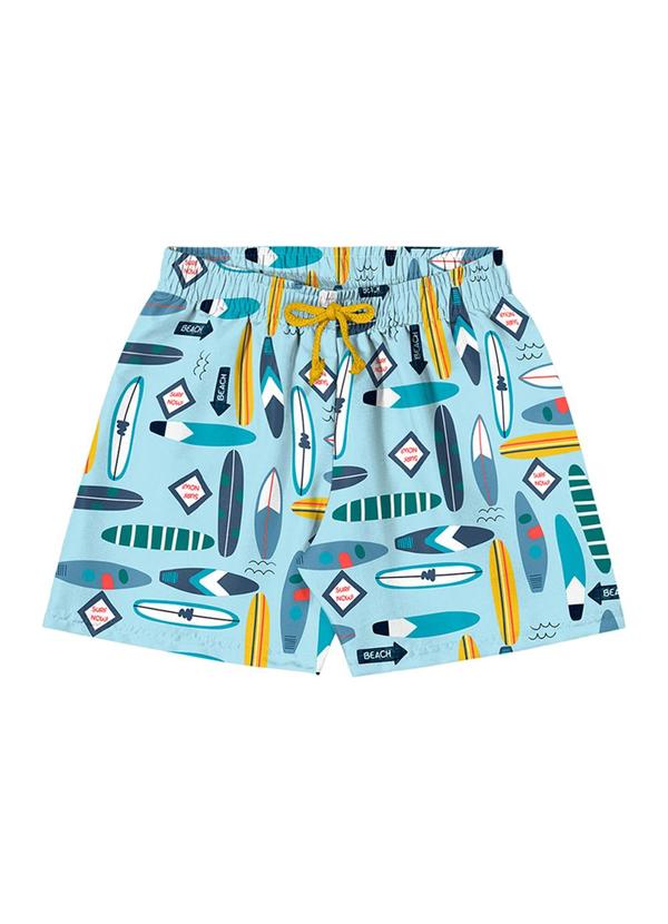 Alenice - Bermuda com Estampa de Pranchas de Surf Azul