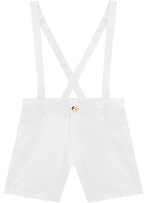 Milon - Bermuda com Suspernsório Infantil Menino Branco - MILON