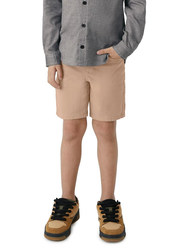 Carinhoso - Bermuda Comfort em Sarja Menino Bege 1