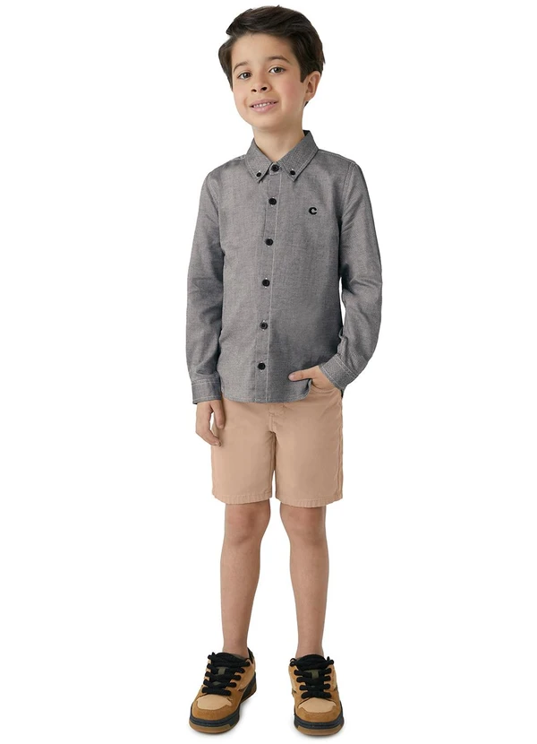 Carinhoso - Bermuda Comfort em Sarja Menino Bege 2