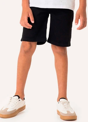 Carinhoso - Bermuda Comfort em Sarja Preto - CARINHOSO
