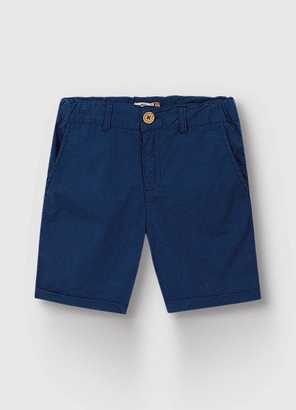 Carinhoso - Bermuda Comfort em Tricoline Geométrico Azul Mari 3