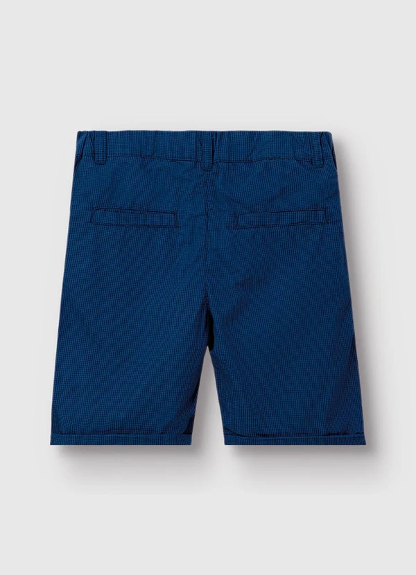 Carinhoso - Bermuda Comfort em Tricoline Geométrico Azul Mari 4