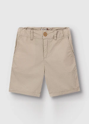 Carinhoso - Bermuda Comfort em Tricoline Geométrico Taupe - CARINHOSO