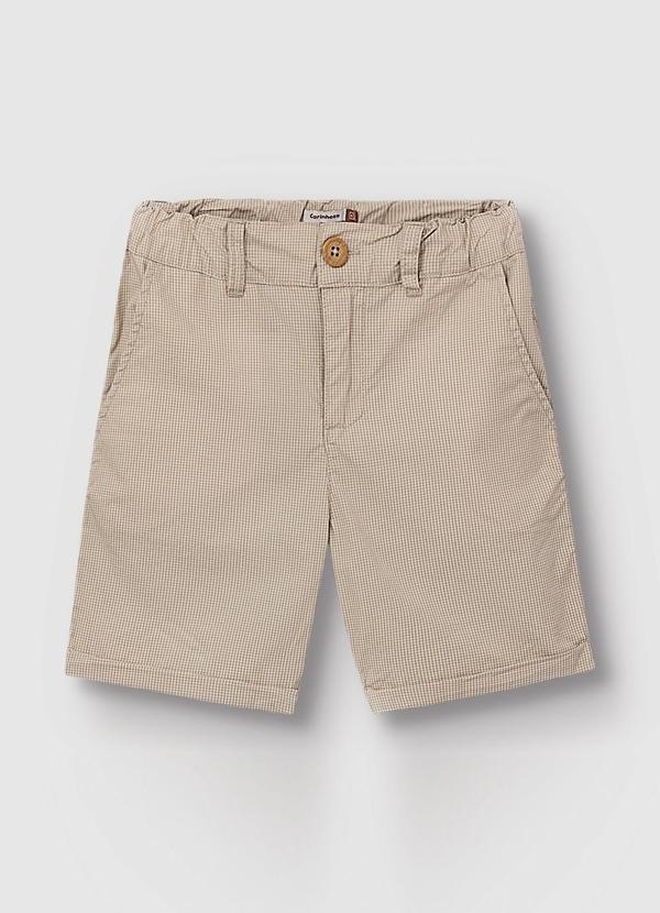 Carinhoso - Bermuda Comfort em Tricoline Geométrico Taupe
