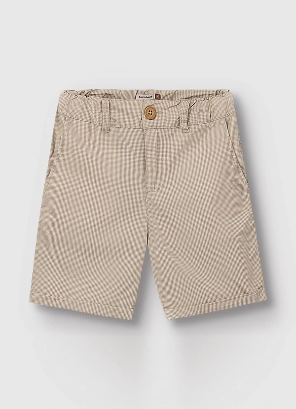 Carinhoso - Bermuda Comfort em Tricoline Geométrico Taupe 1