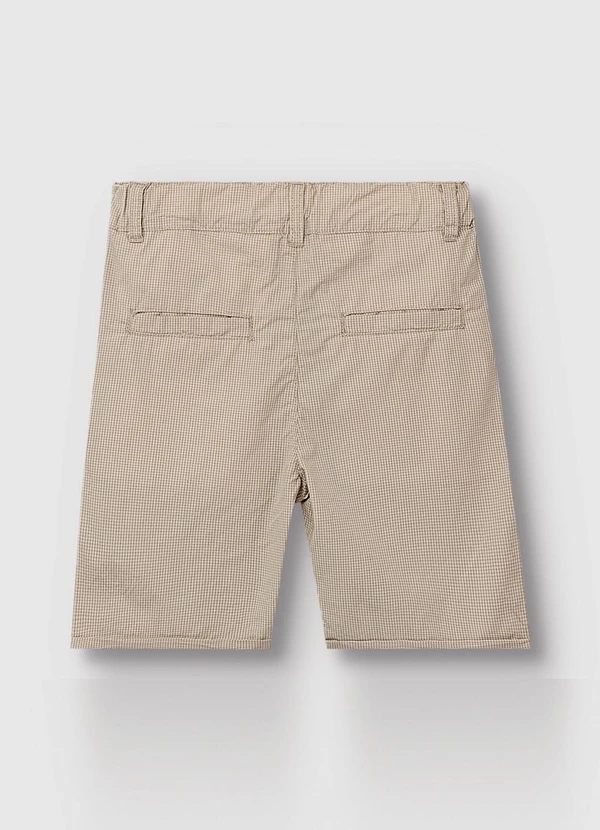 Carinhoso - Bermuda Comfort em Tricoline Geométrico Taupe 2