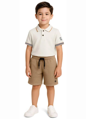 Carinhoso - Bermuda Comfort Texturizada Cáqui - CARINHOSO