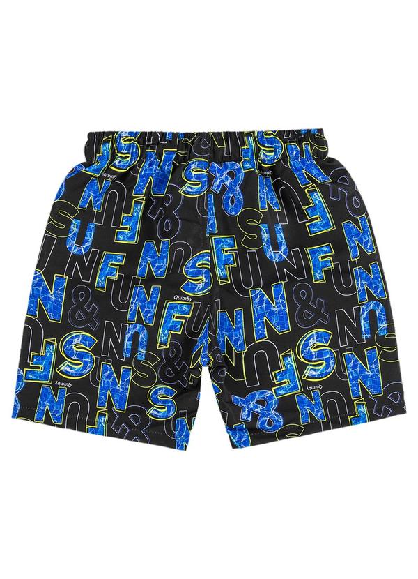 Quimby - Bermuda de Letrinhas em Microfibra Preto 2